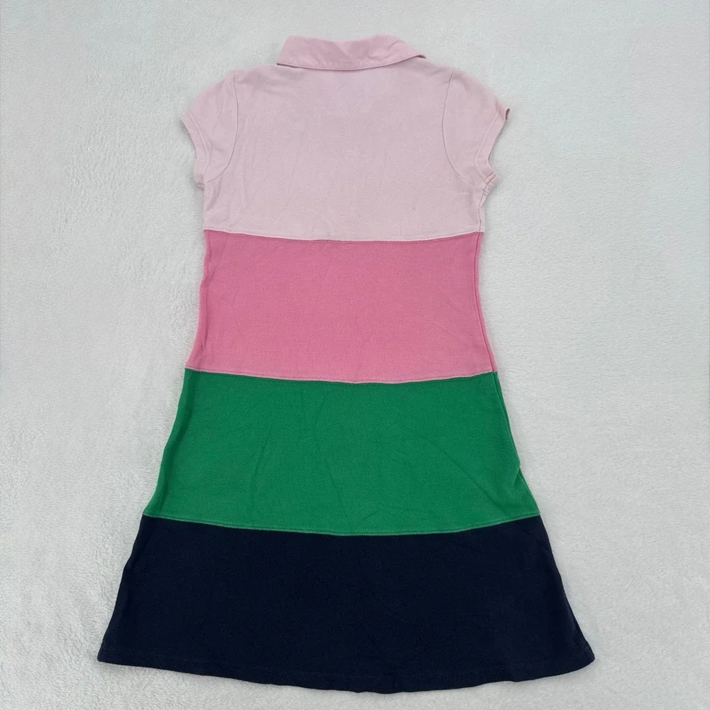 Gymboree Polo Dress Girls Size 10 Colorblock Pink Green Navy Heart Dog Patch